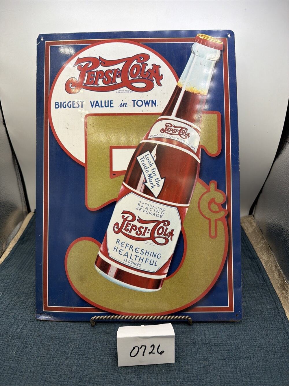 17-1/2" X 12-1/2" Decorative Metal Sign Pepsi Cola Best Value In Town Bottle